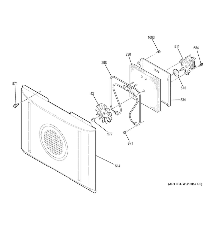 Convection Fan Diagram and Parts List for PB911EJ3ES  General Electric Range