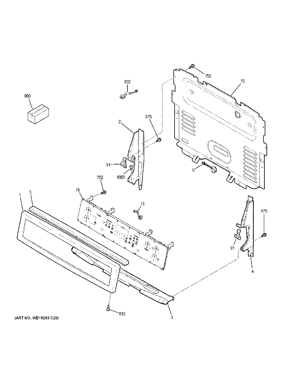 Control panel Diagram and Parts List for PB911BJ8TS  General Electric Range