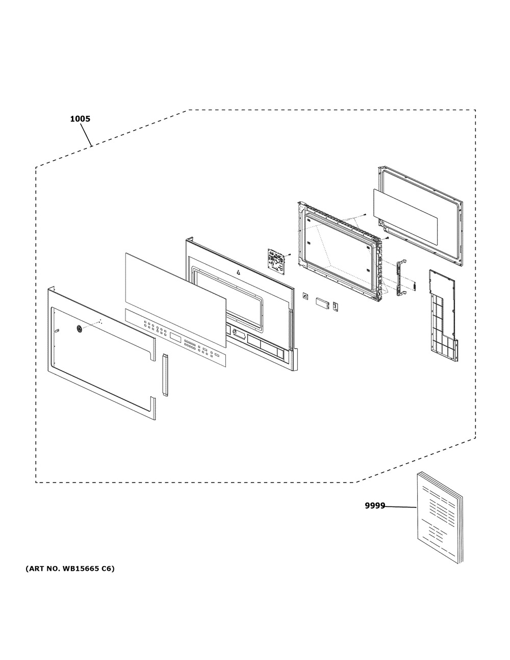 Door Parts Diagram and Parts List for PVM9005FM9DS  General Electric Microwave