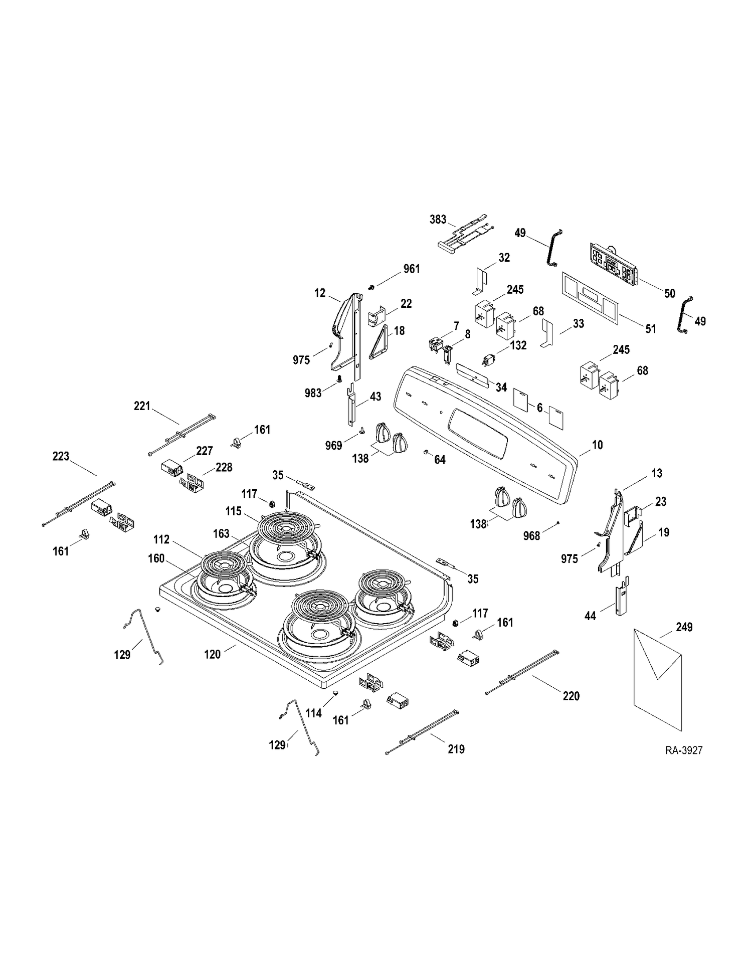 CONTROLS-COOKTOP Diagram and Parts List for JCBP25DP2WW  General Electric Range