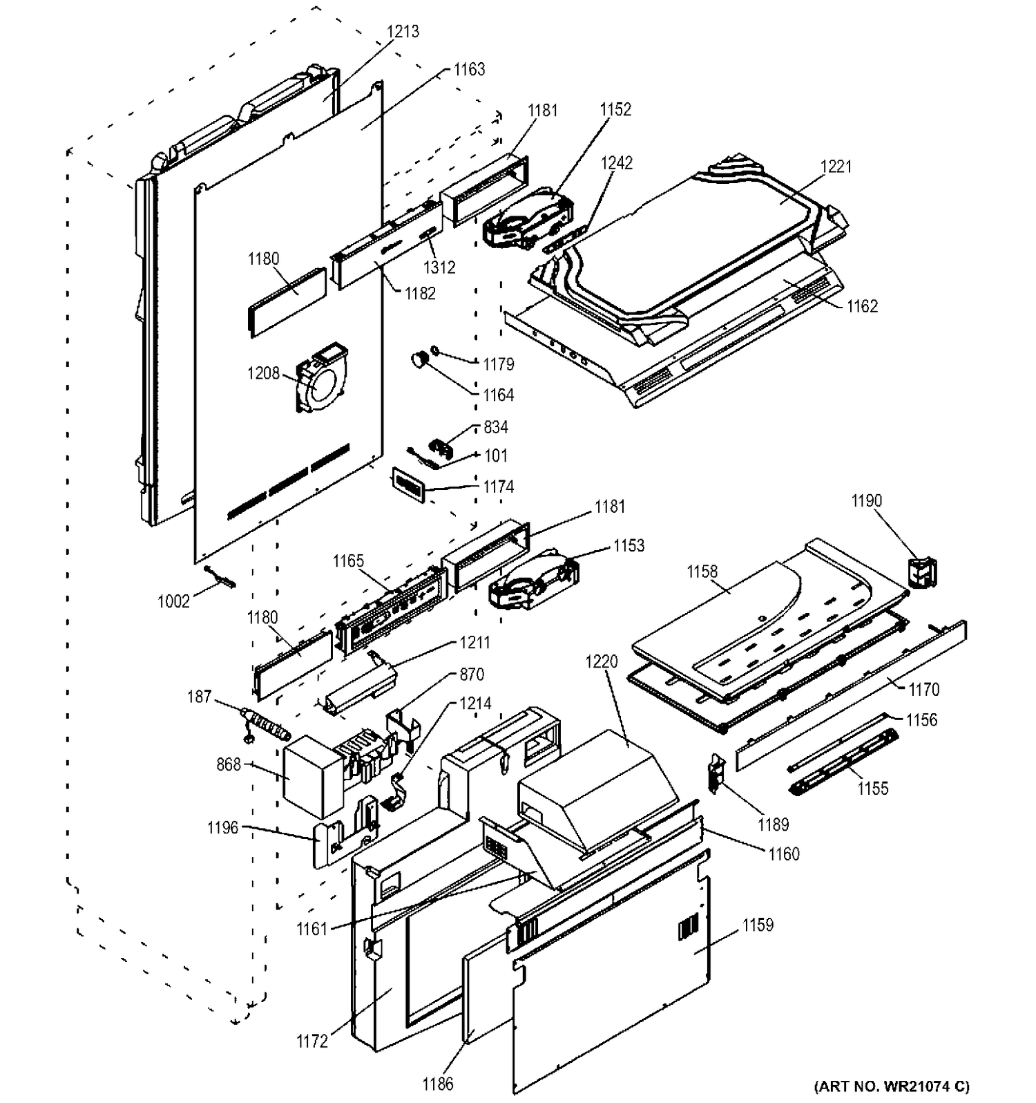CABINET Diagram and Parts List for ZIK30GNDAII  General Electric Refrigerator