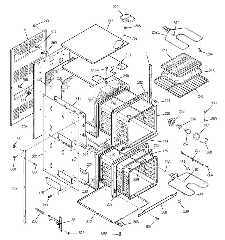 Body Parts Diagram and Parts List for JRP24BW3BB  General Electric Wall Oven
