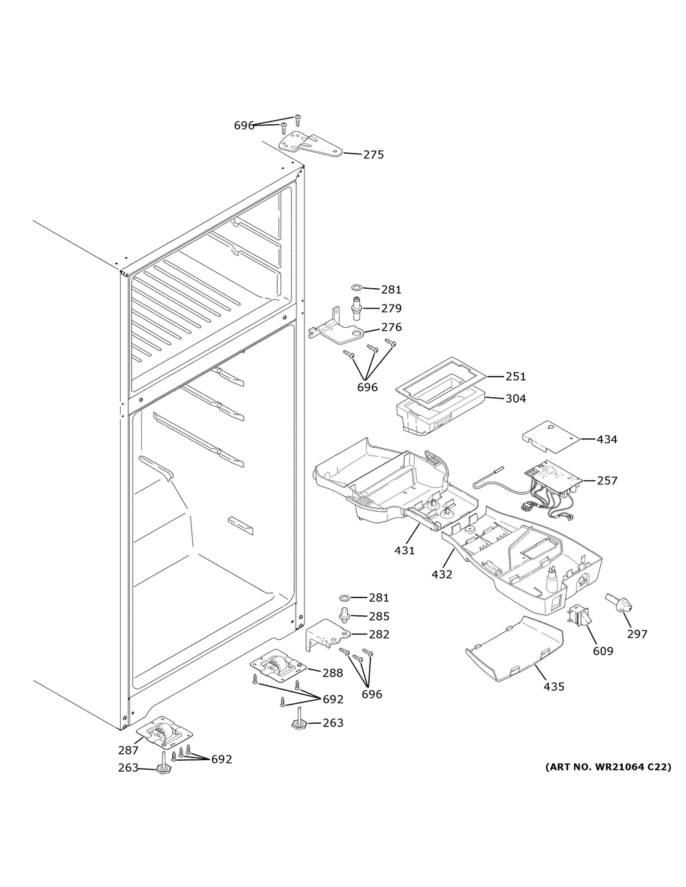 Fresh Food Section Diagram and Parts List for GIE18GSNHRSS  General Electric Refrigerator