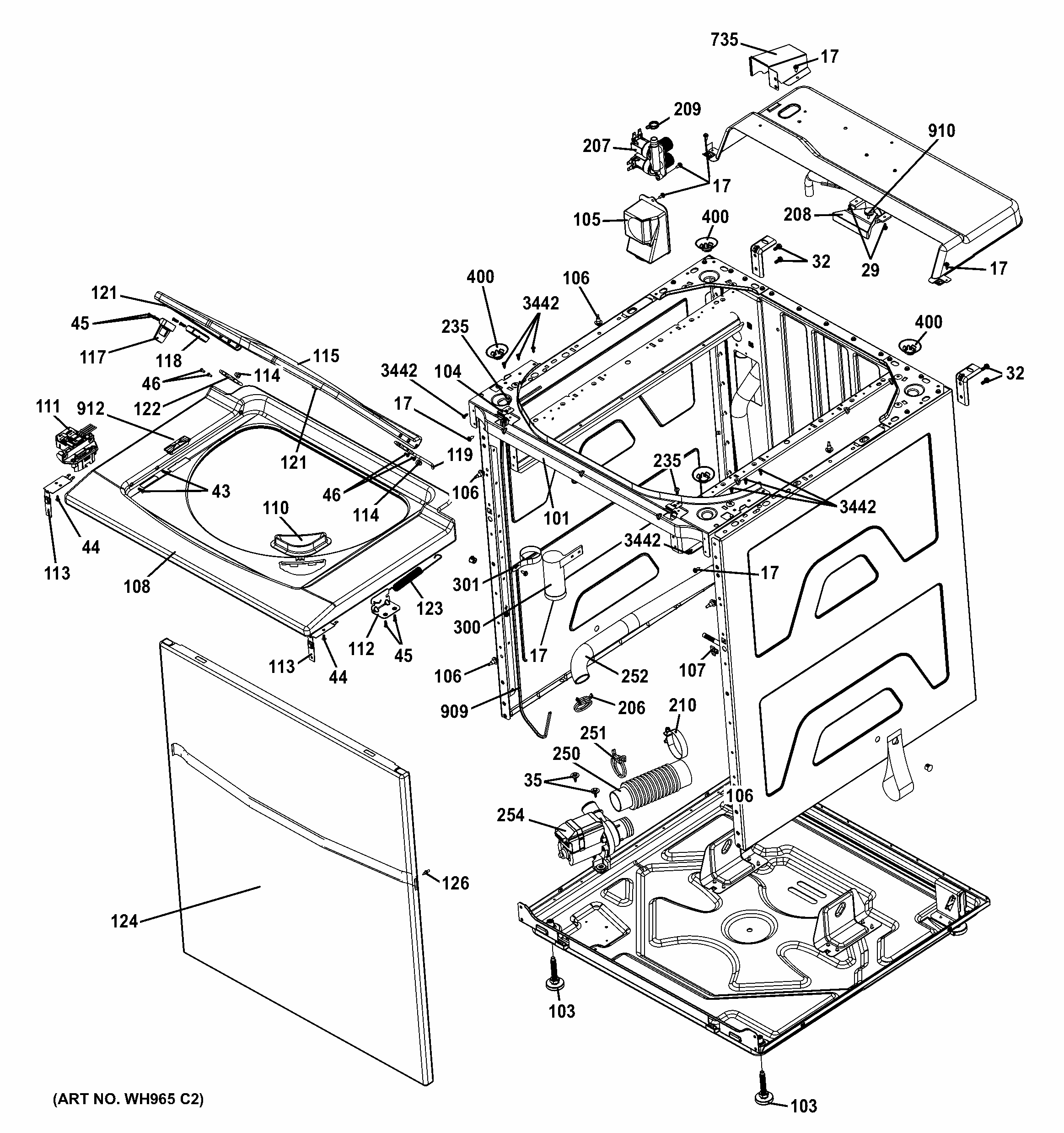 Cabinet 5 Diagram and Parts List for 36371542211  Kenmore Washer Dryer Combo