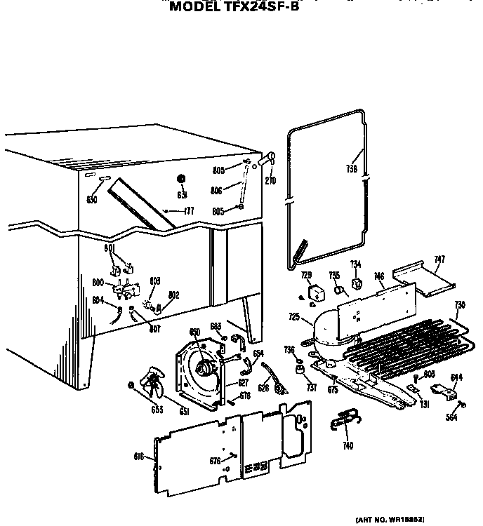 Unit Parts Diagram and Parts List for TFX24SFB  General Electric Refrigerator