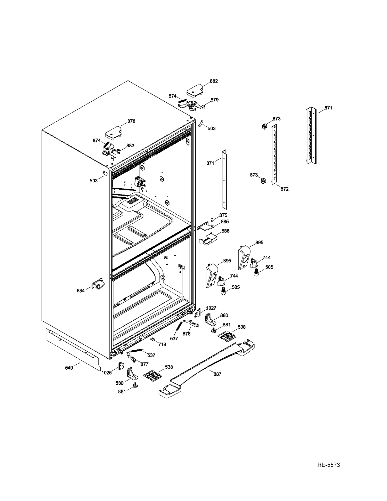 HINGE PARTS Diagram and Parts List for PNR22LGEAFWW  General Electric Refrigerator
