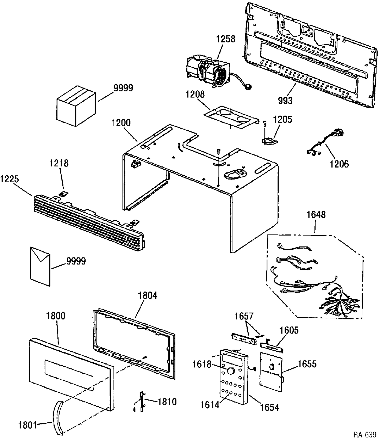 CASE, DOOR & CONTROLS Diagram and Parts List for SCA2001BSSC03  General Electric Microwave
