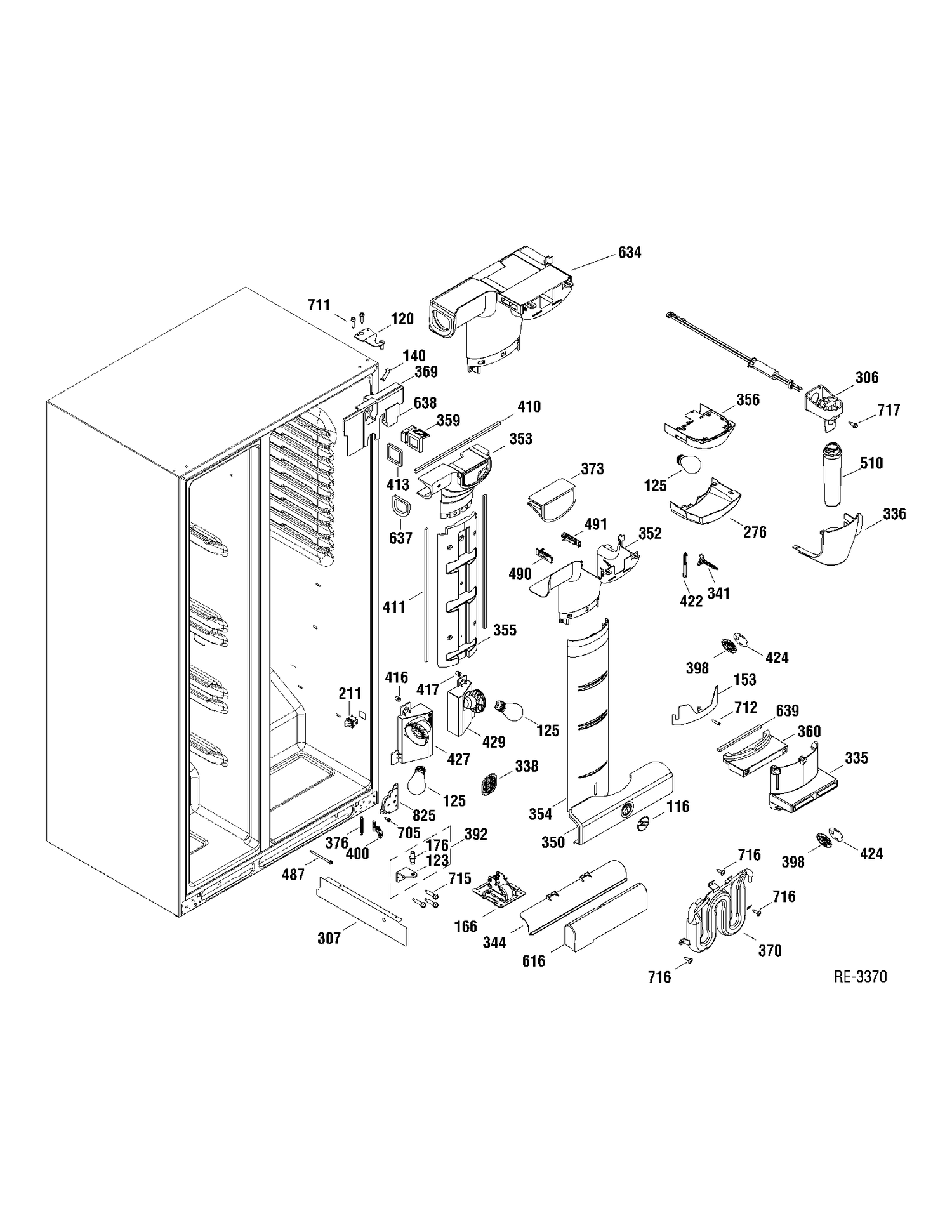 FF SECTION Diagram and Parts List for PSHS6VGXADSS  General Electric Refrigerator