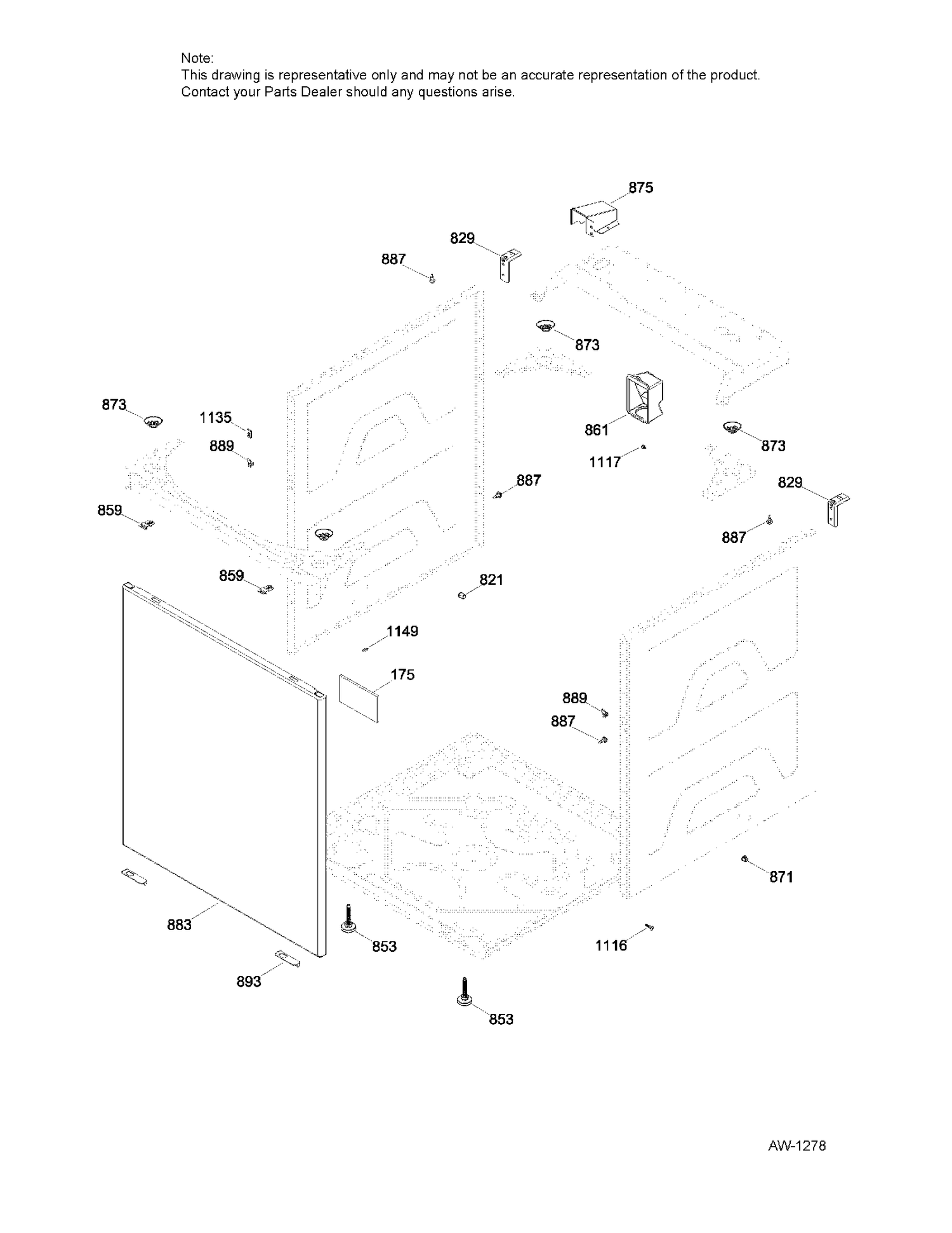 WASHER CABINET Diagram and Parts List for GUD27ESMJ1WW  General Electric Dryer