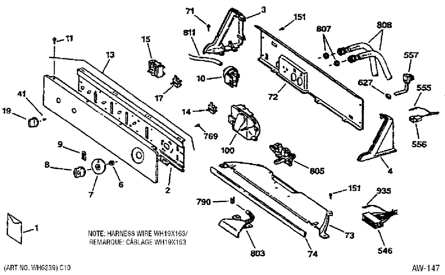 CONTROL GROUP Diagram and Parts List for GNSR3100W1WW  General Electric Washer