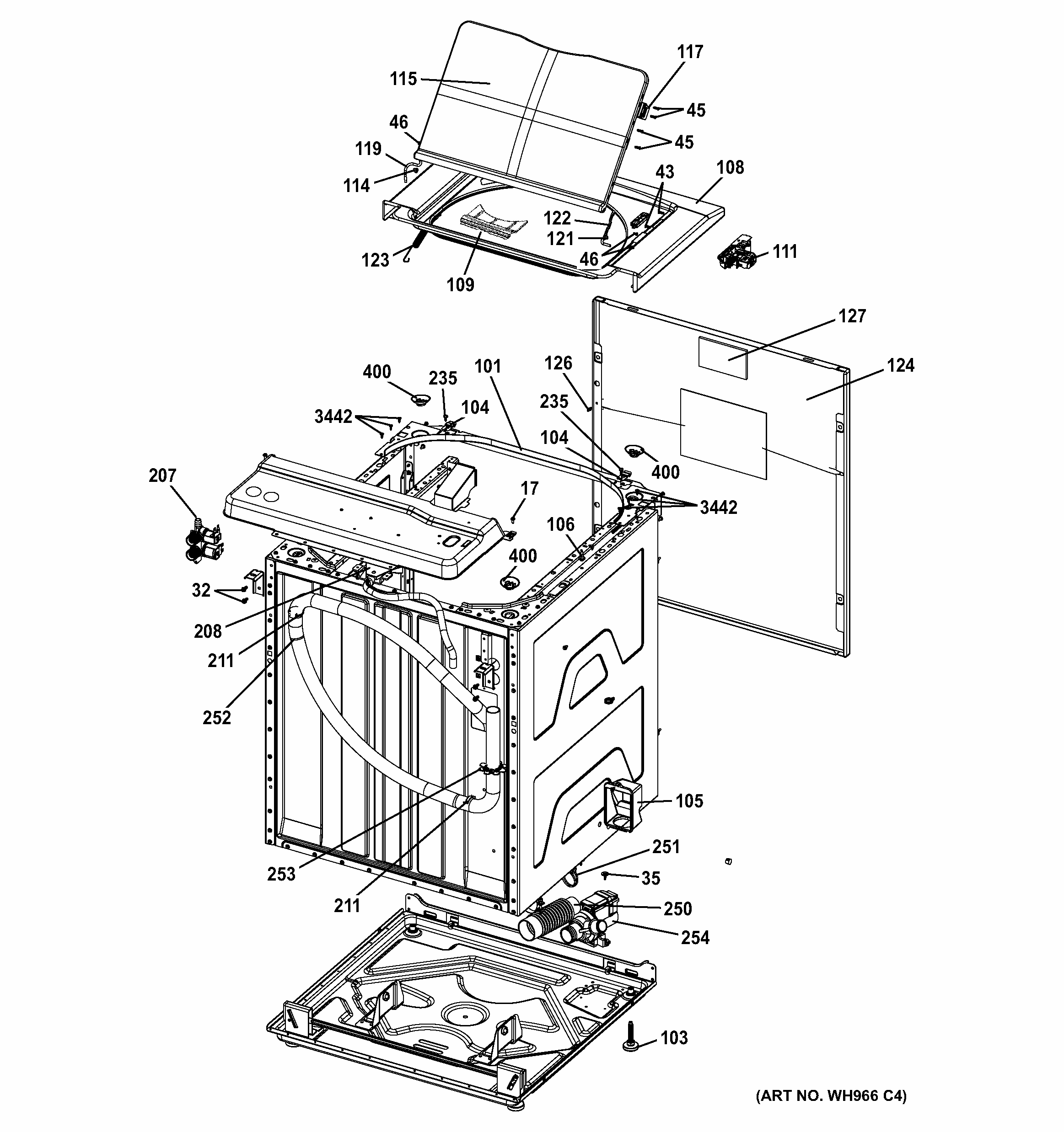 Cabinet 6 Diagram and Parts List for 36361542  Kenmore Washer Dryer Combo