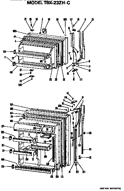 Doors Diagram and Parts List for TBX23ZHC  General Electric Refrigerator