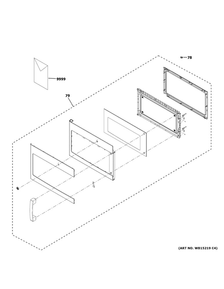 Door Parts Diagram and Parts List for JVM6175SK4SS  General Electric Microwave