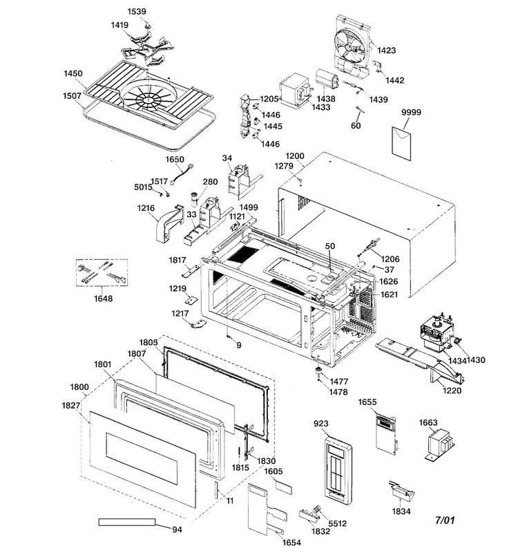 Microwave Diagram and Parts List for JEM31CA01  General Electric Microwave