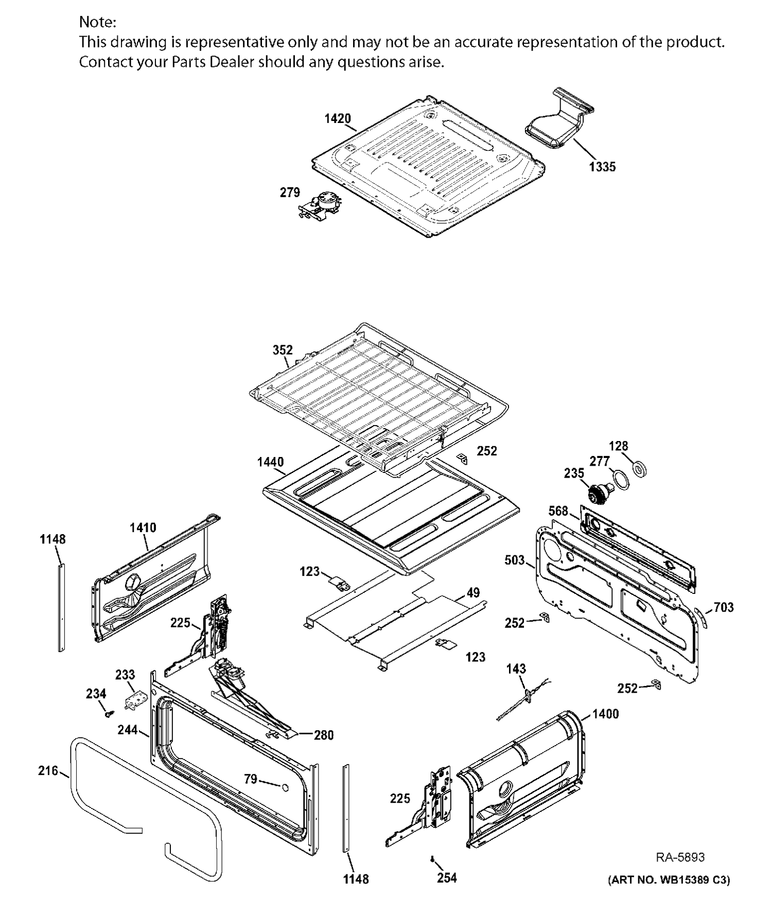 UPPER OVEN Diagram and Parts List for PCGB950SEF3SS  General Electric Range