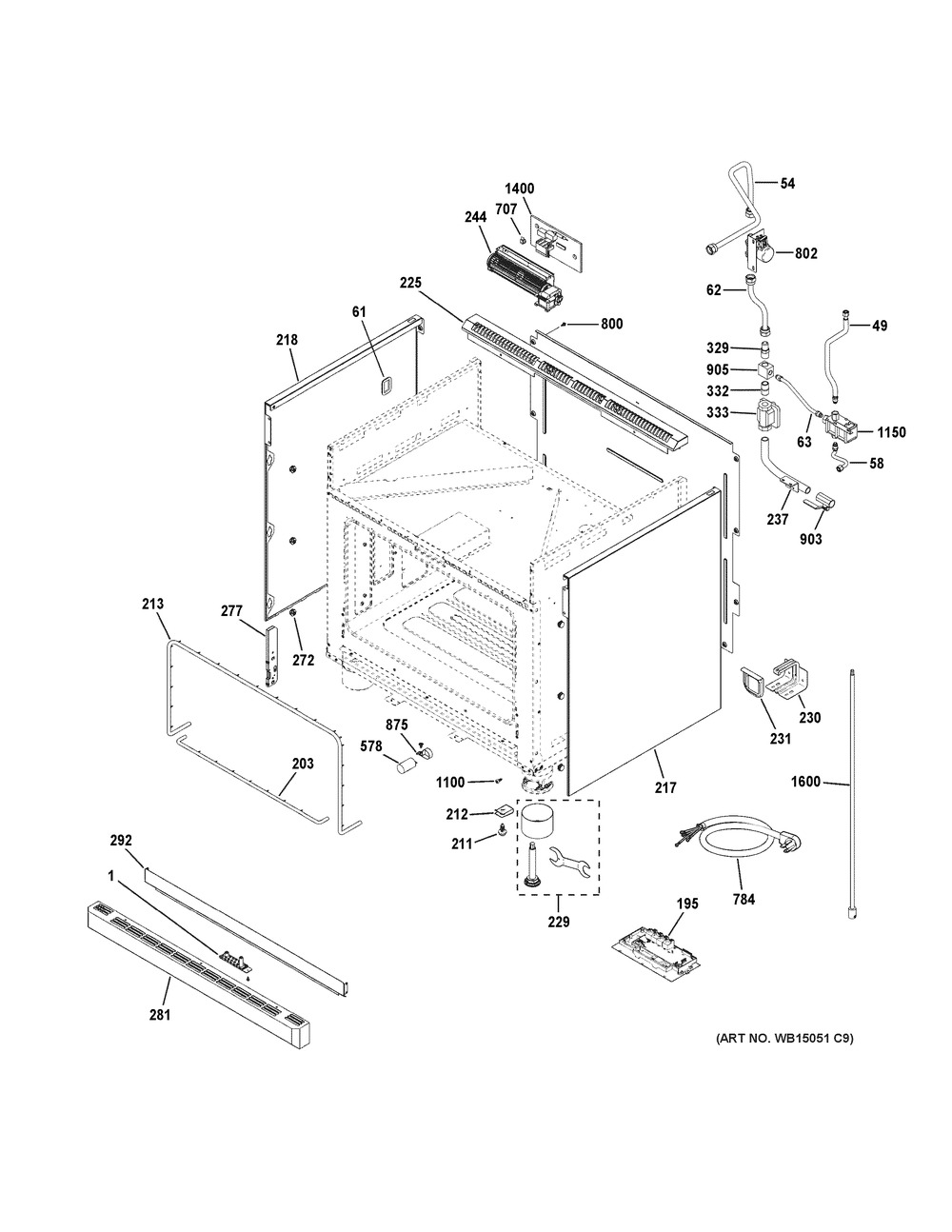 Body Parts Diagram and Parts List for CGY366P2M1S1  General Electric Range