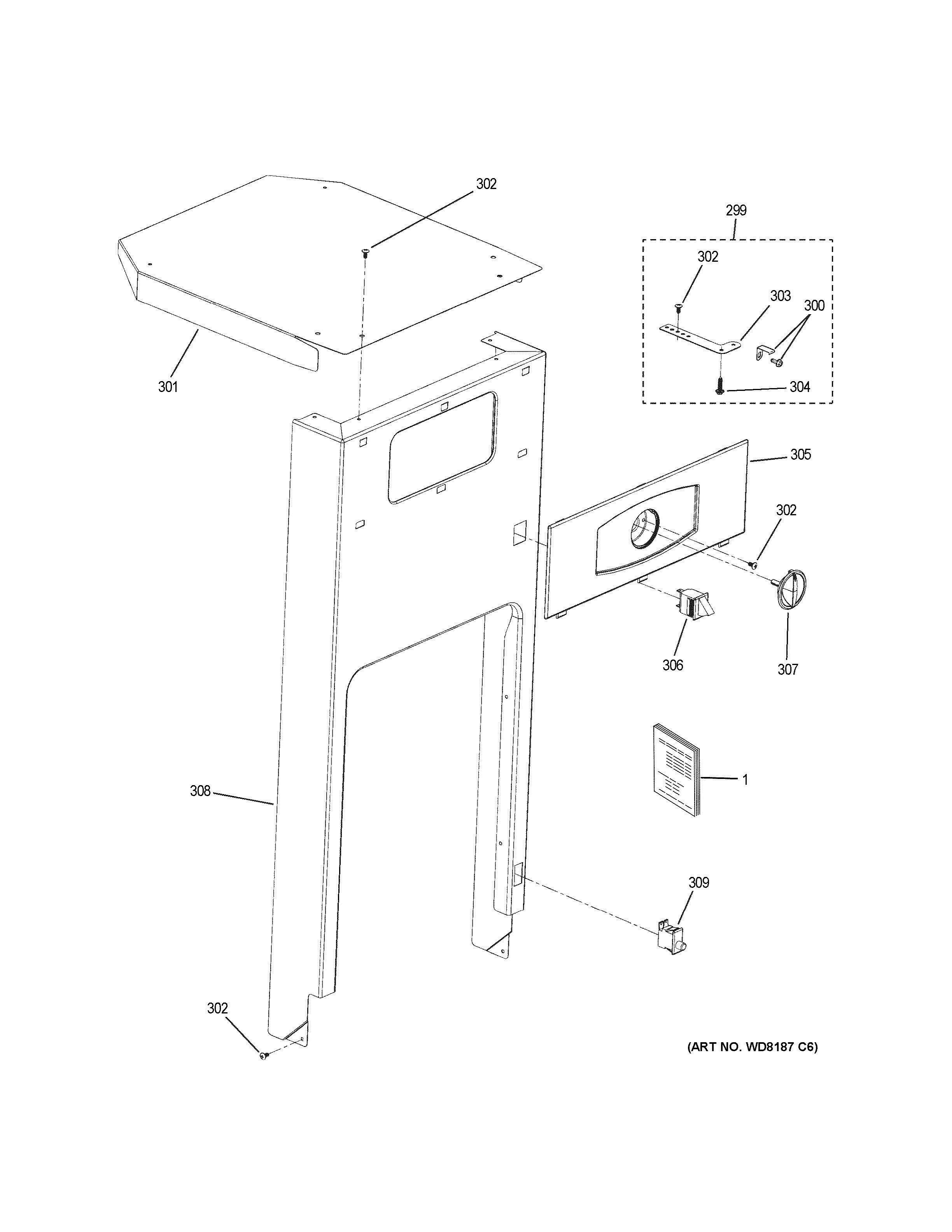 CABINET CONTROL PARTS Diagram and Parts List for UCG1600LBB  General Electric Trash Compactor
