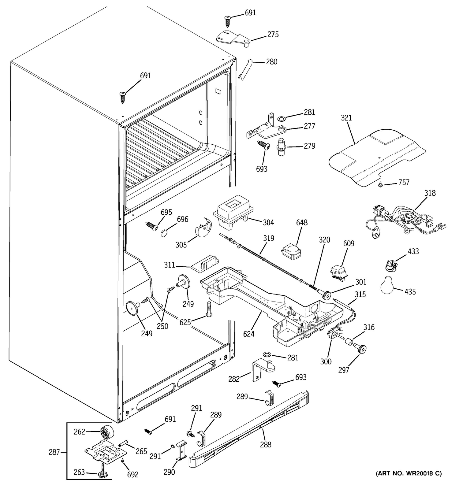 FRESH FOOD SECTION Diagram and Parts List for 38485KBRVRBB  General Electric Refrigerator