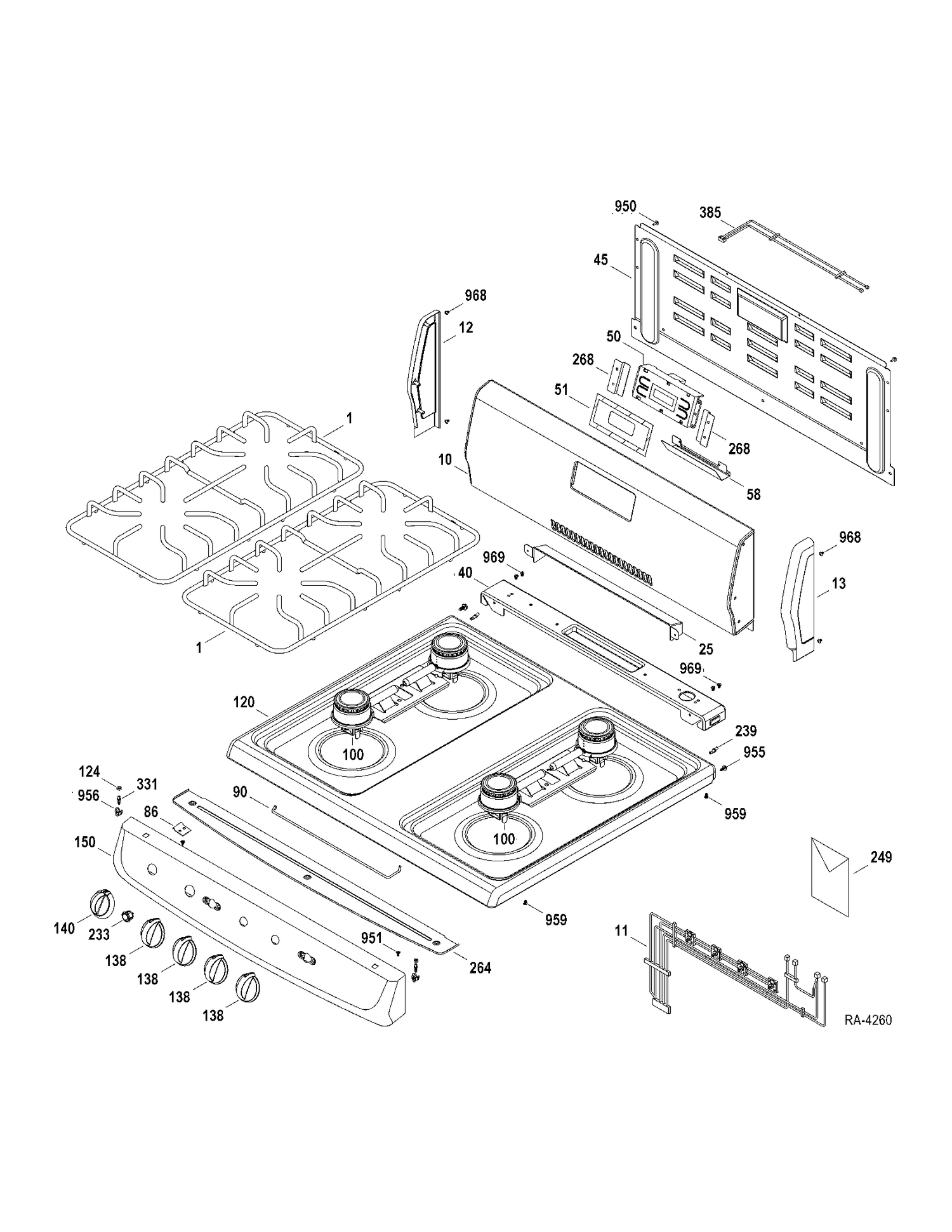 CONTROL PANEL-COOKTOP Diagram and Parts List for JGAS730EL2WW  General Electric Range