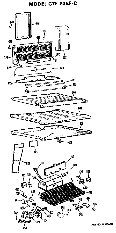 Unit Parts Diagram and Parts List for CTF23EFC  Hotpoint Refrigerator
