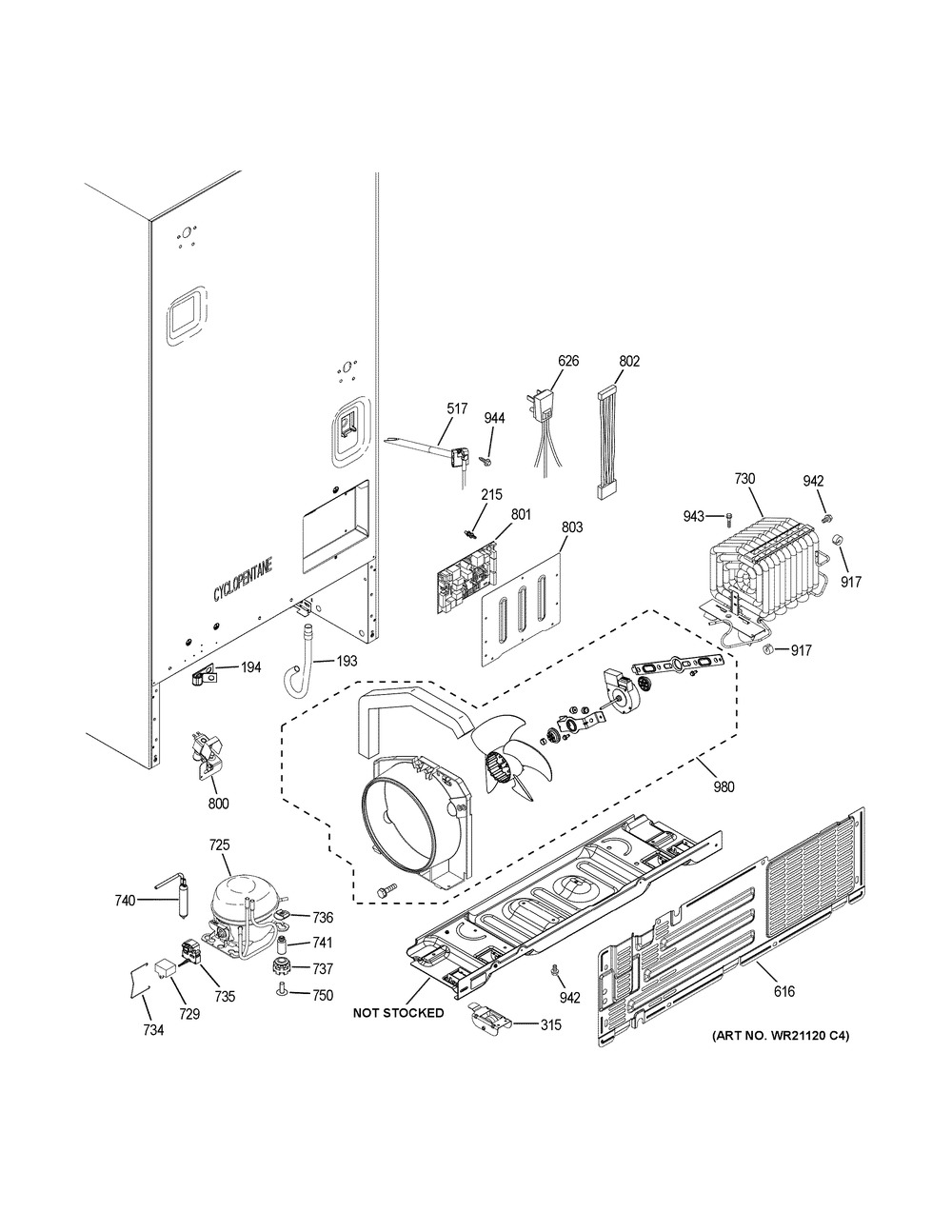 Machine Compartment Diagram and Parts List for GDE21EGKBRWW  General Electric Refrigerator