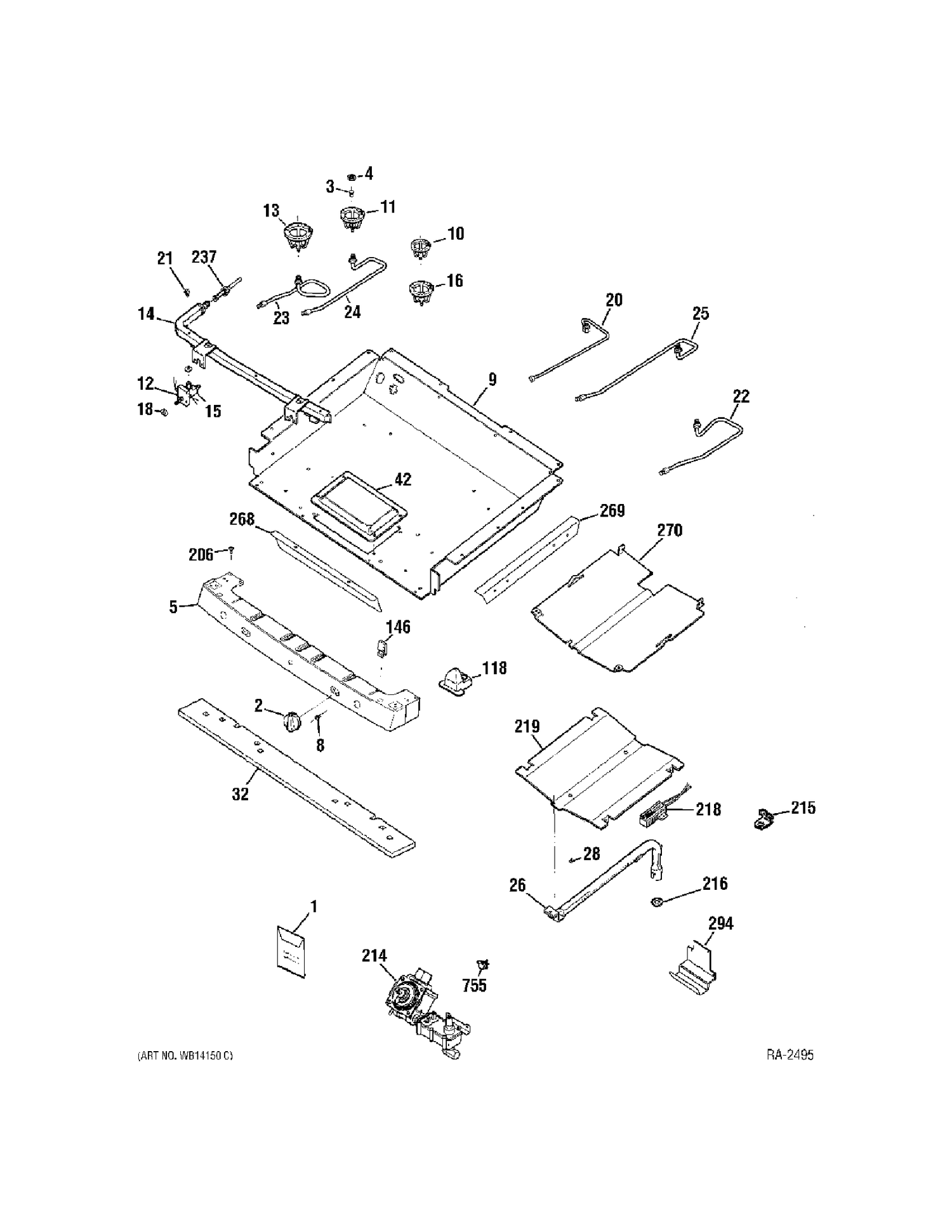 GAS PARTS Diagram and Parts List for ZGP486NDR4SS  General Electric Range