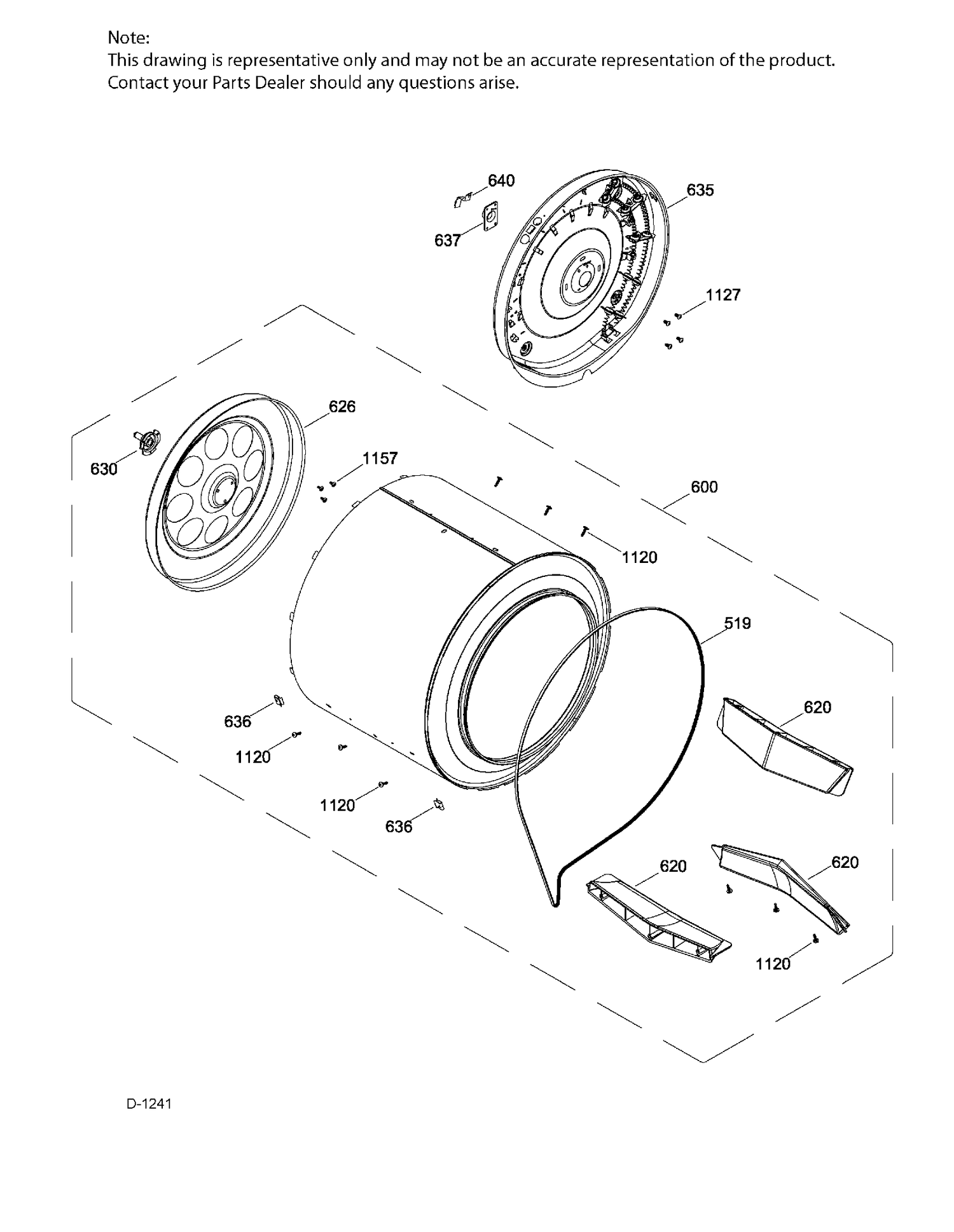 DRUM Diagram and Parts List for PCKS443EB5WW  General Electric Dryer