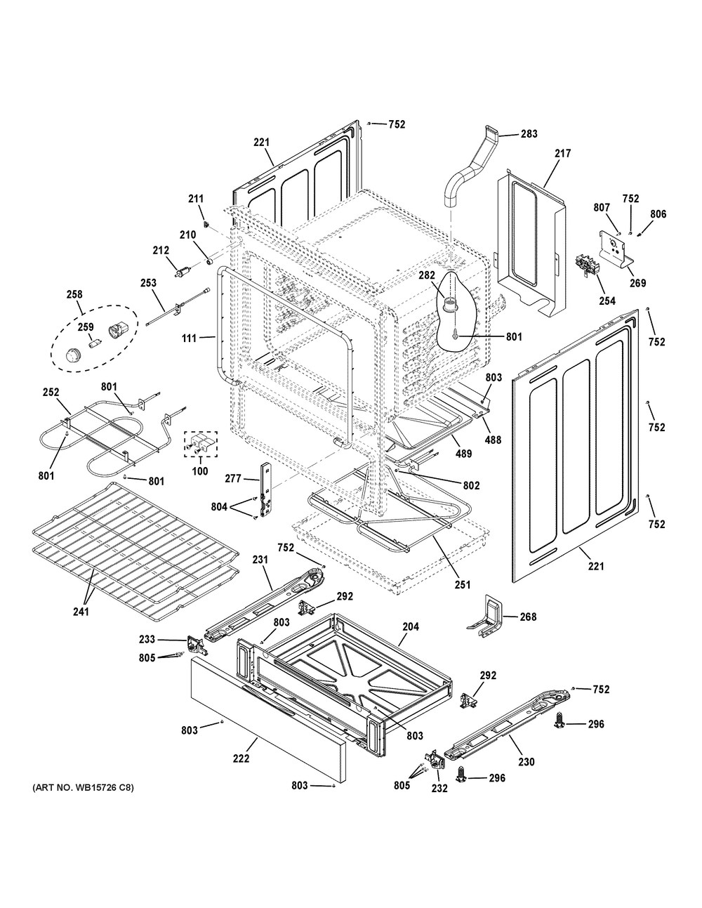 Body Parts Diagram and Parts List for GRS600AV1WW  General Electric Range