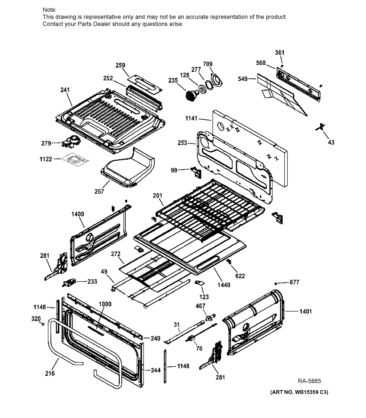 UPPER OVEN Diagram and Parts List for PCGS950SEF2SS  General Electric Range