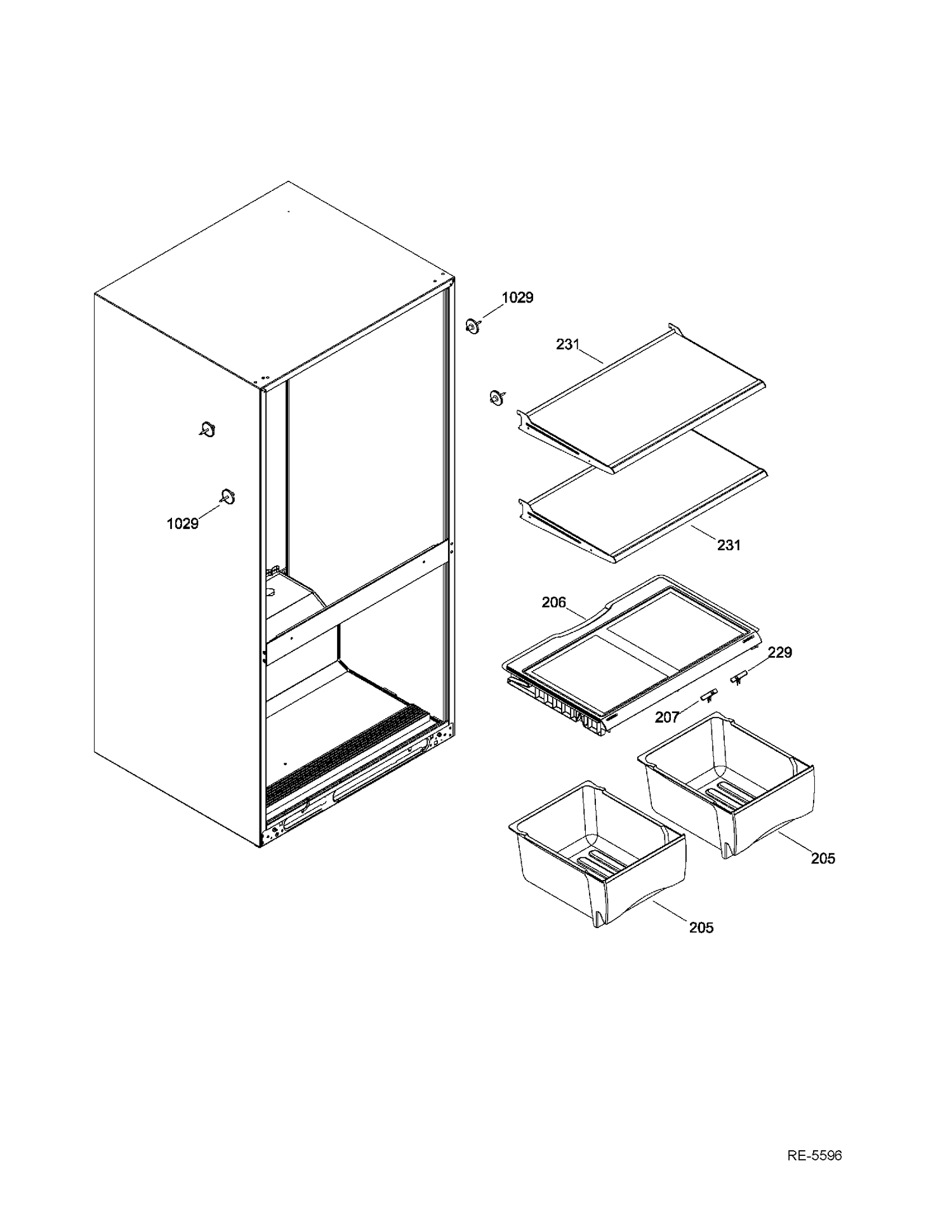 FF SHELVES Diagram and Parts List for GDR23DSEARBS  General Electric Refrigerator