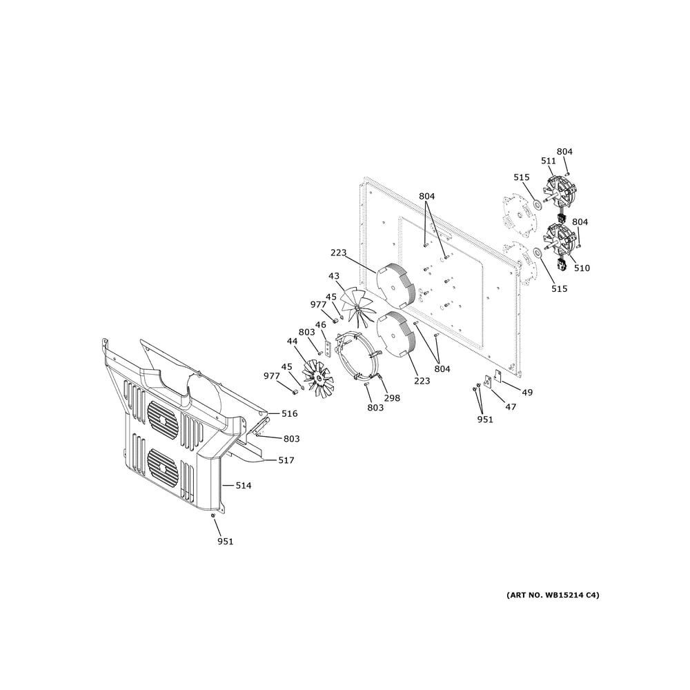 Convection Fans Diagram and Parts List for ZTDX1DSSN4SS  General Electric Wall Oven