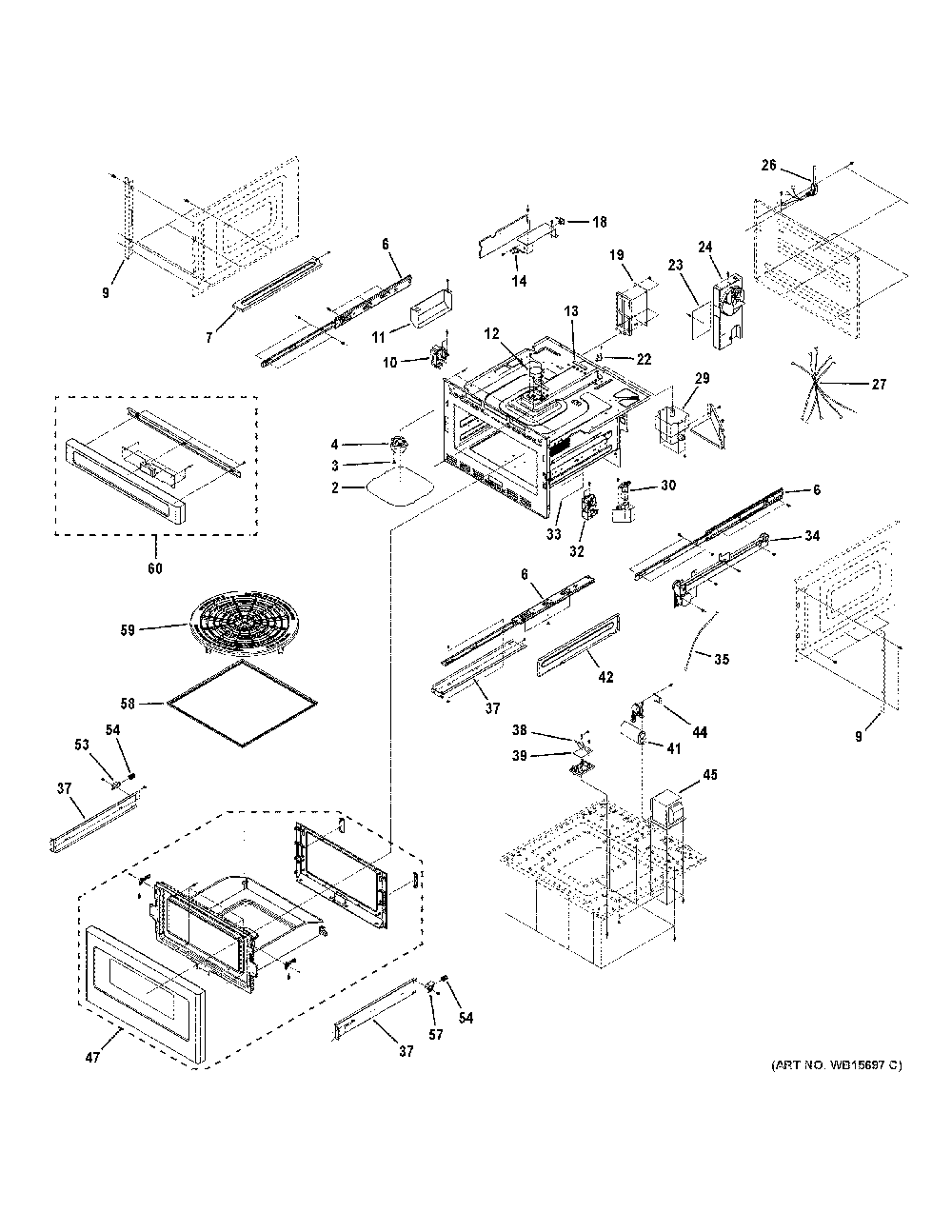 Microwave Diagram and Parts List for CWL112P3RD5  General Electric Microwave