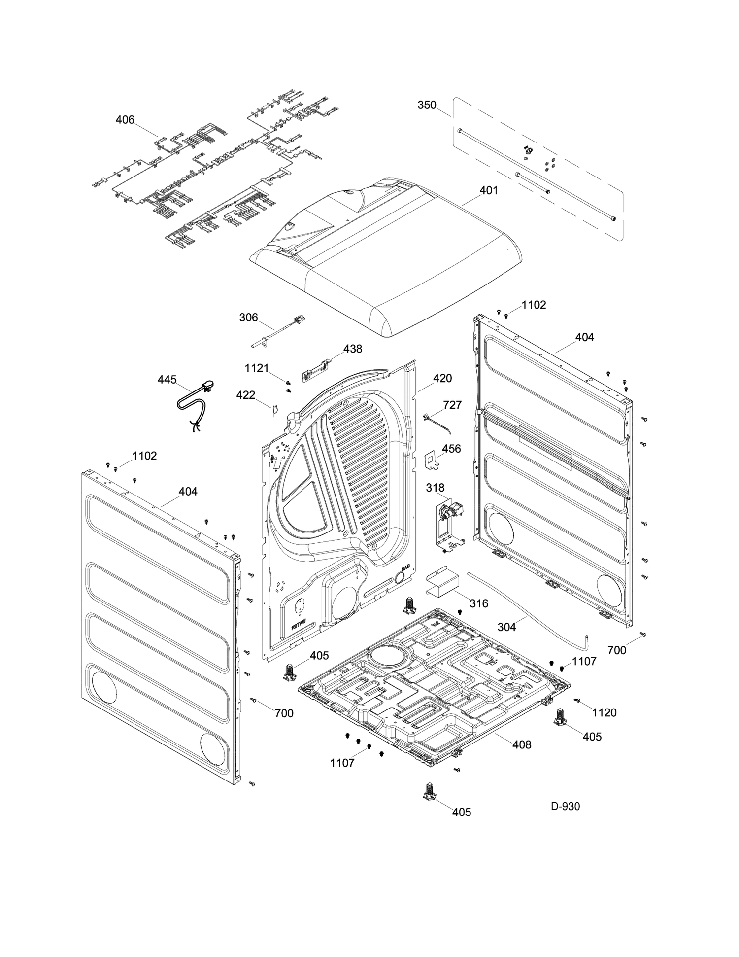 STRUCTURE Diagram and Parts List for GTMS855GD0MC  General Electric Dryer
