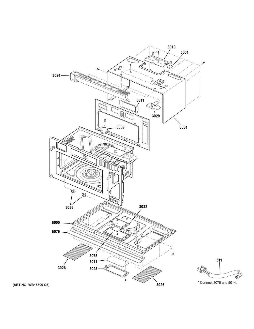 Oven Cavity Parts Diagram and Parts List for CVM517P3R2D1  General Electric Microwave