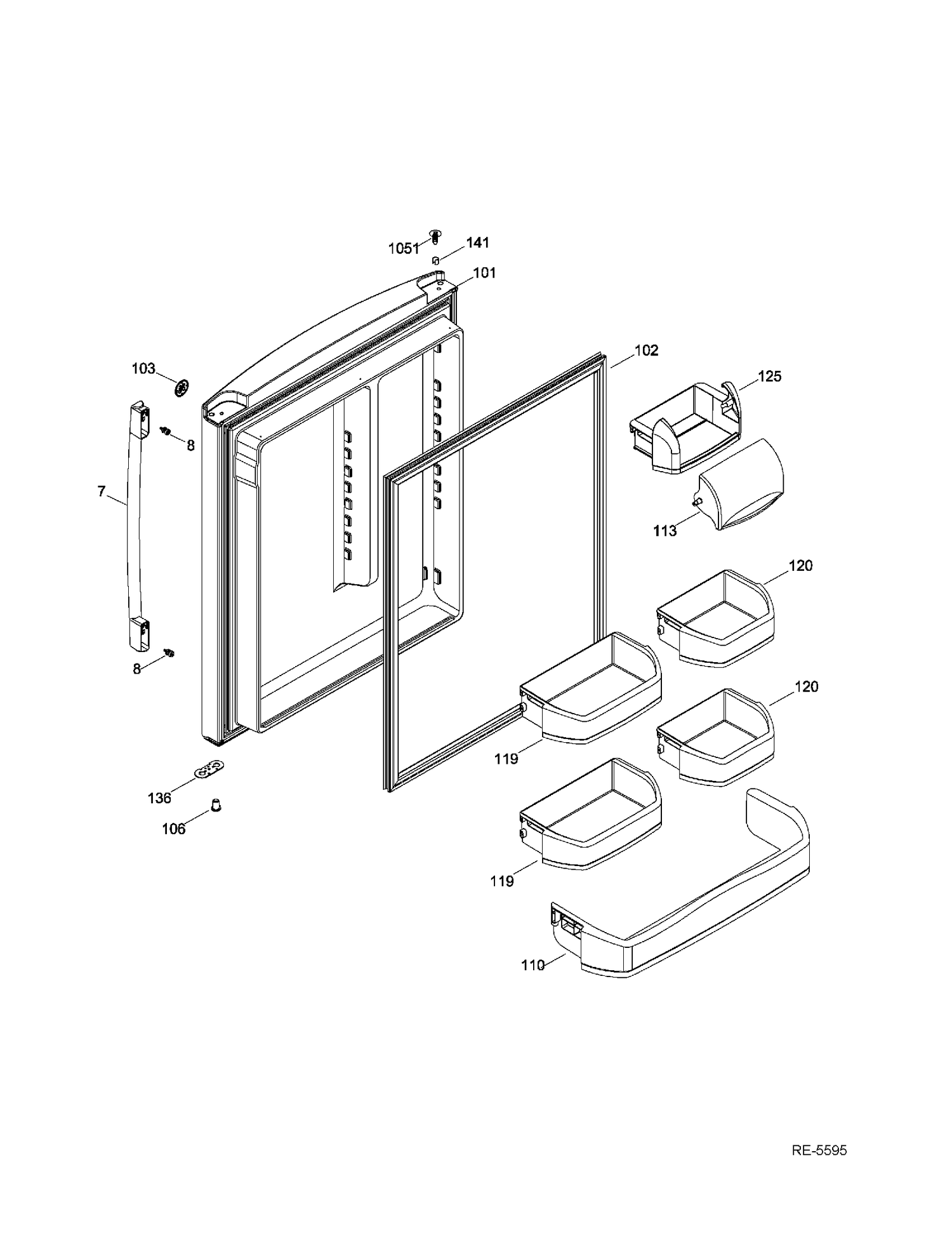 FF DOOR Diagram and Parts List for GDR23DSEARBS  General Electric Refrigerator