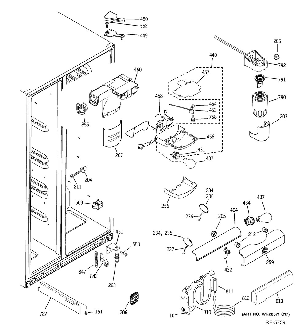 Ff Section Diagram and Parts List for MBC12GAZLSS  General Electric Refrigerator