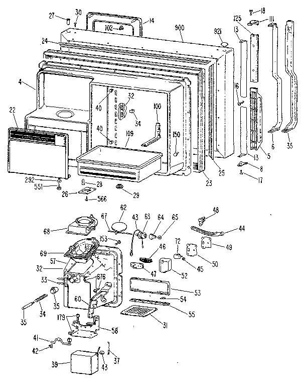 Freezer Door Diagram and Parts List for TBX25RLG  General Electric Refrigerator