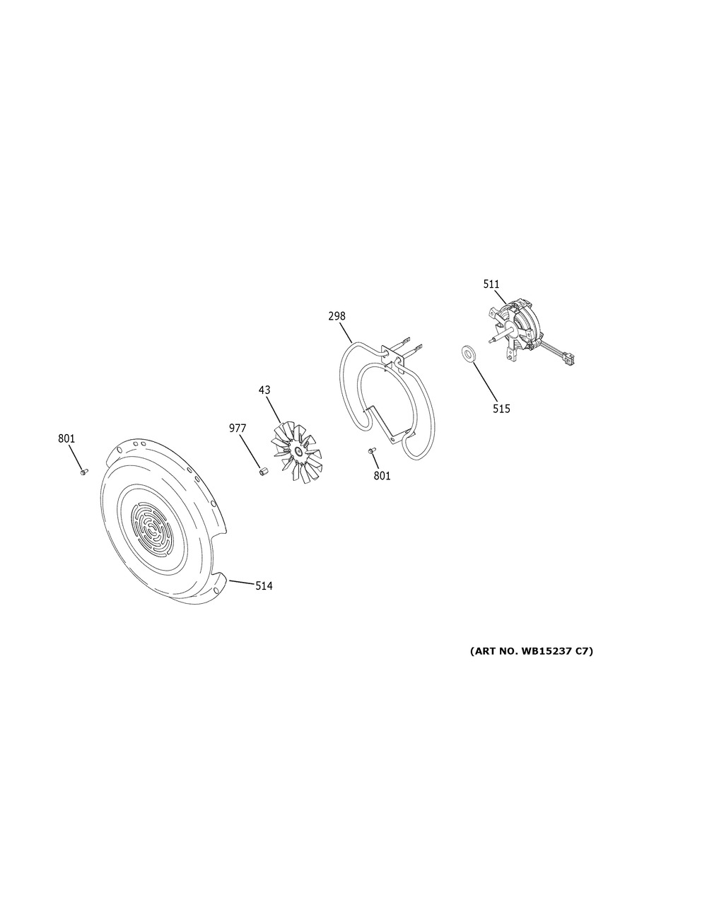 Convection Fan Diagram and Parts List for CES750M2N2S5  General Electric Range