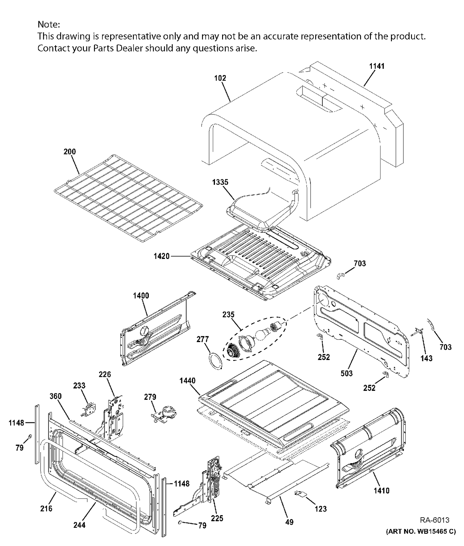 UPPER OVEN Diagram and Parts List for JCGB860SEJ1SS  General Electric Range