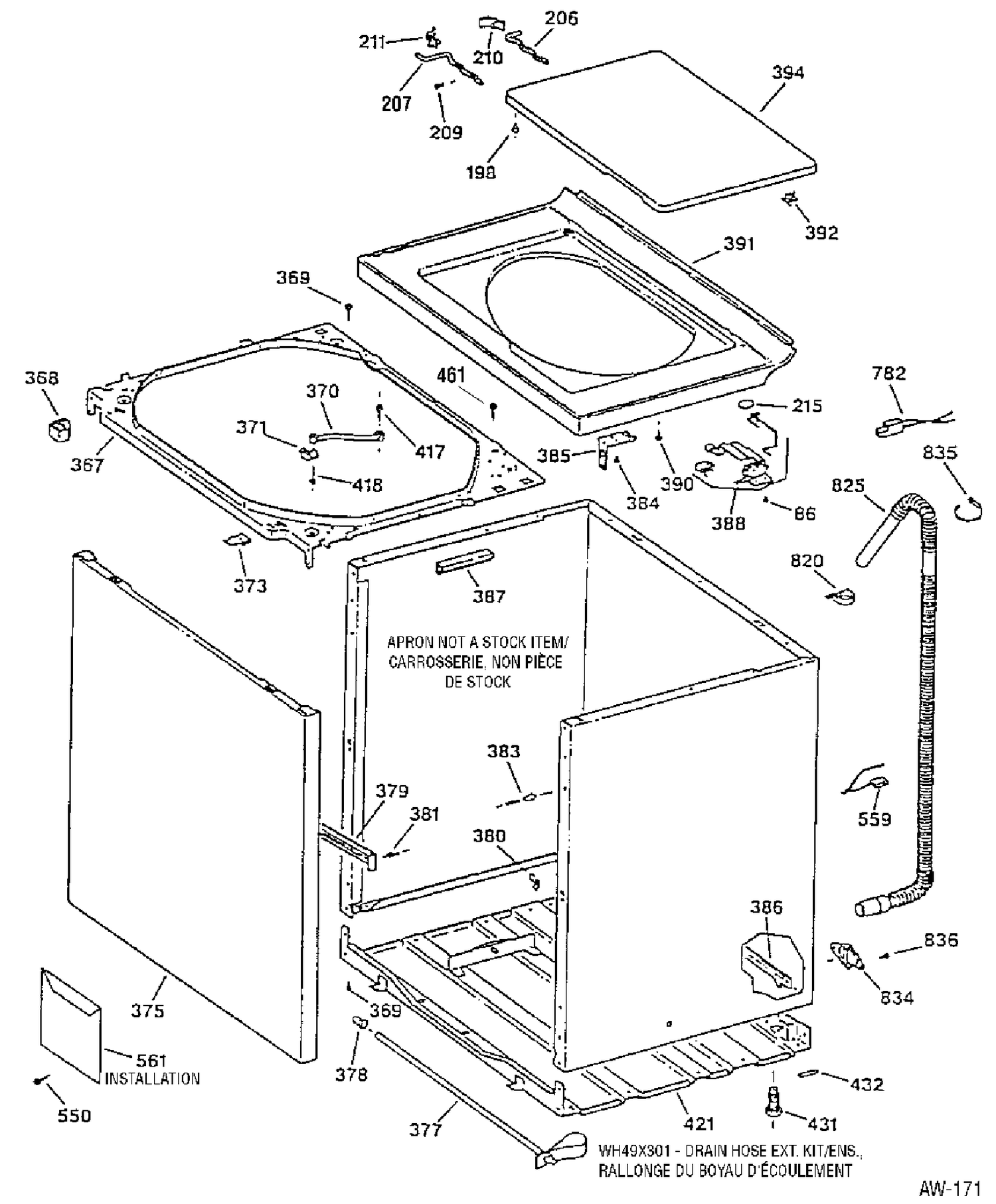 CABINET Diagram and Parts List for HBSR1070TAWB  General Electric Washer