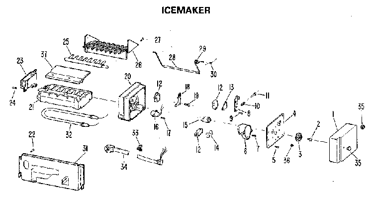 Ice Maker Diagram and Parts List for TBX25RLE  General Electric Refrigerator