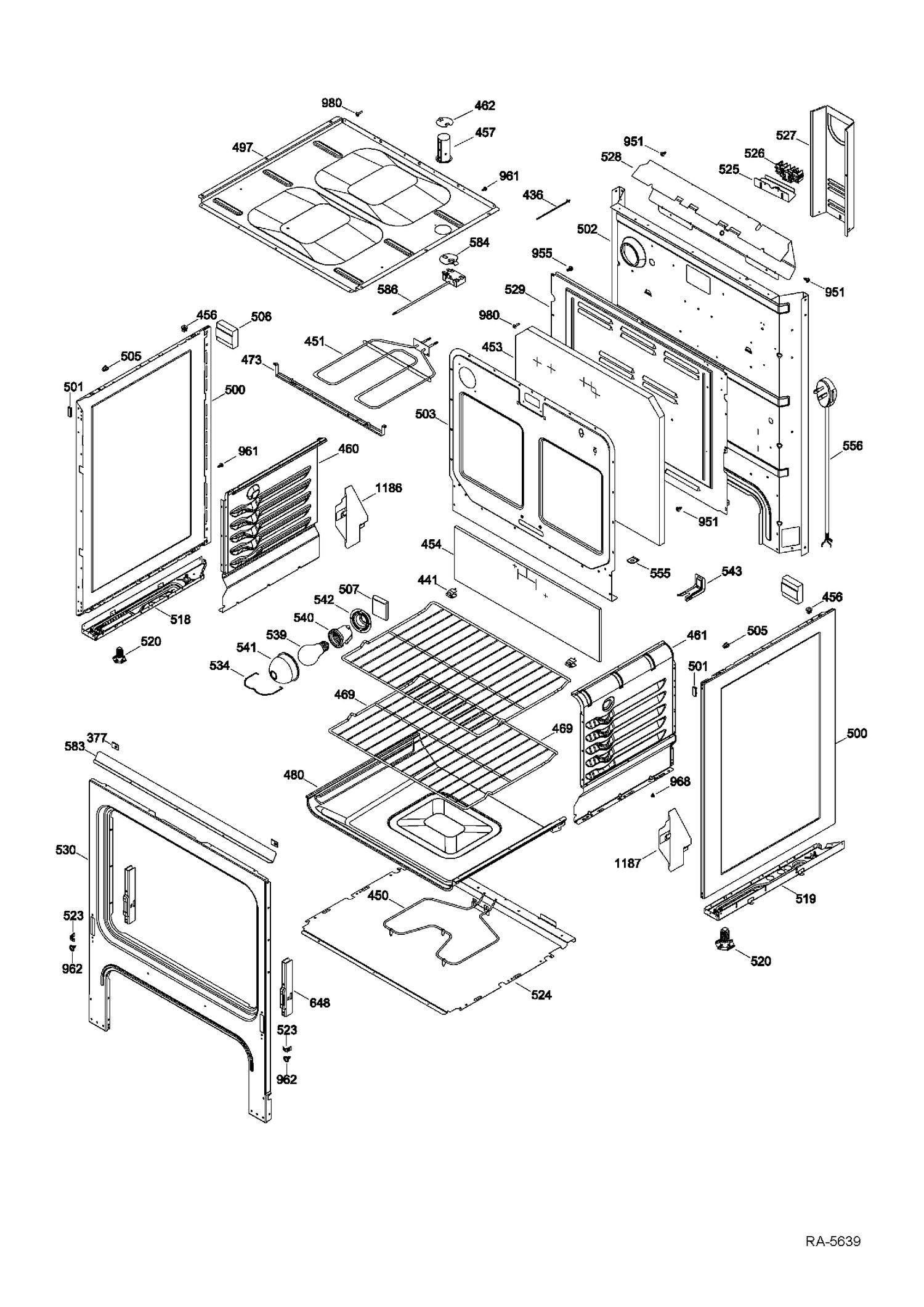 BODY PARTS Diagram and Parts List for MCBS523R3WW  General Electric Range