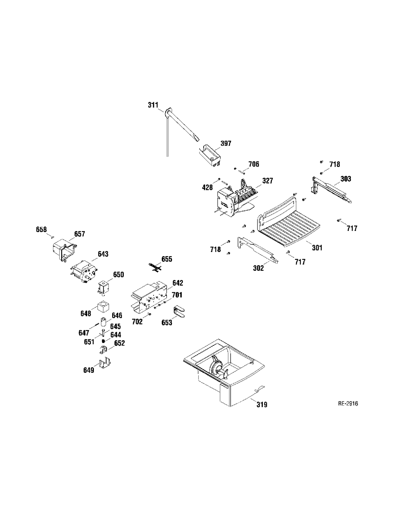 ICE MAKER Diagram and Parts List for DSR25USWCGS  General Electric Refrigerator