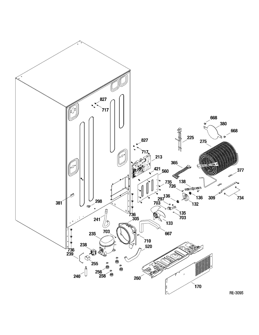 System Parts Diagram and Parts List for JCB830SF2SS  General Electric Refrigerator