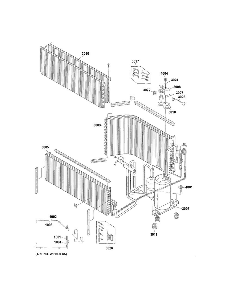 Sealed System Diagram and Parts List for AZ41E07EACM2  General Electric Air Conditioner