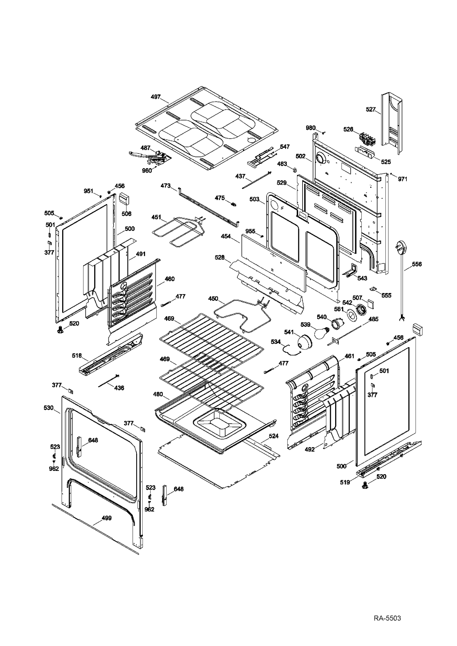 BODY PARTS Diagram and Parts List for MCB757DR4WW  General Electric Range