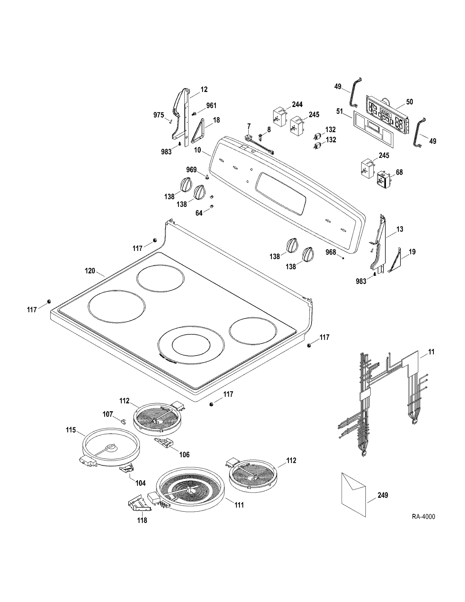 CONTROLS-COOKTOP Diagram and Parts List for JCBP65DP2WW  General Electric Range