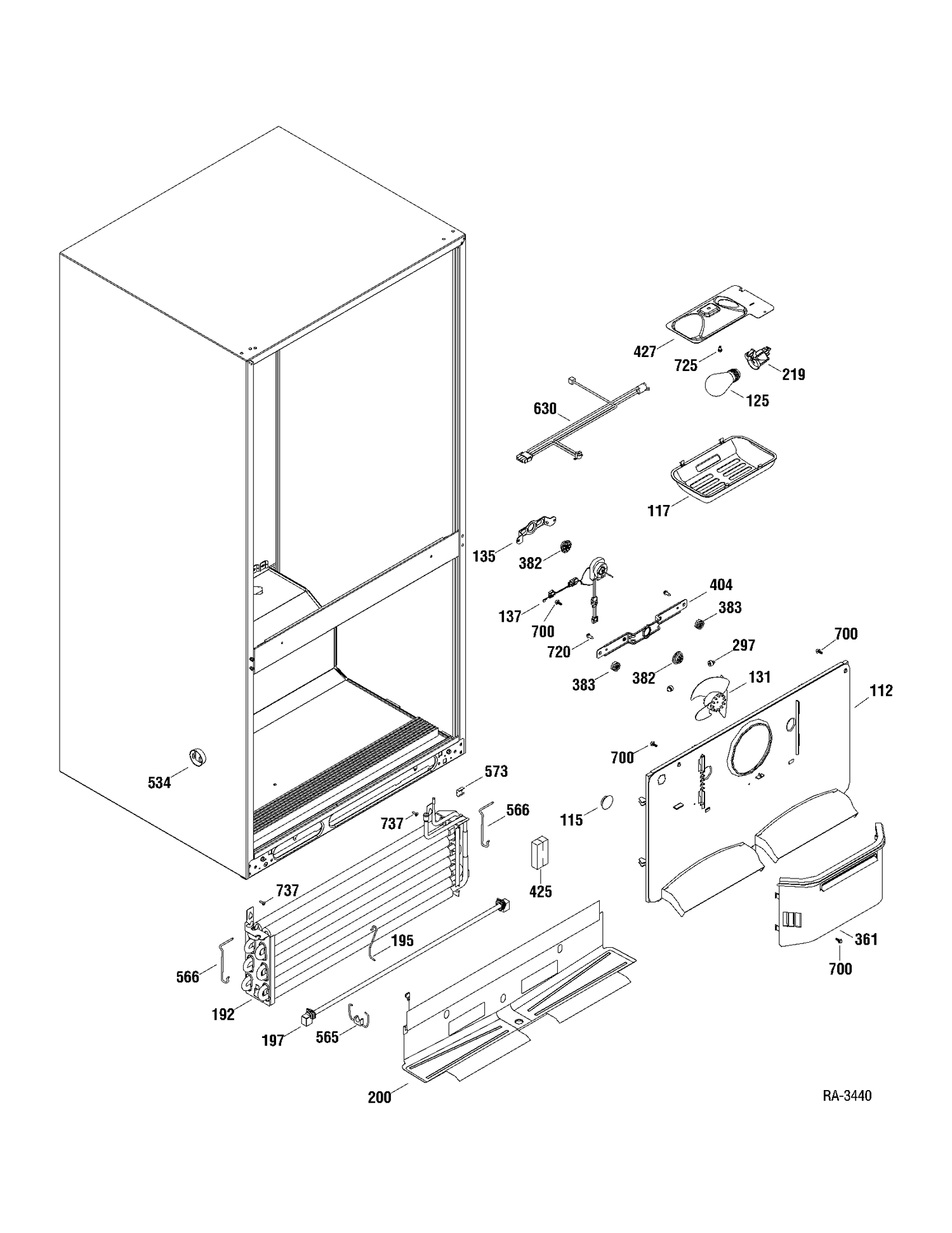 FZ SECTION Diagram and Parts List for GBSC0HBXAEWW  General Electric Refrigerator