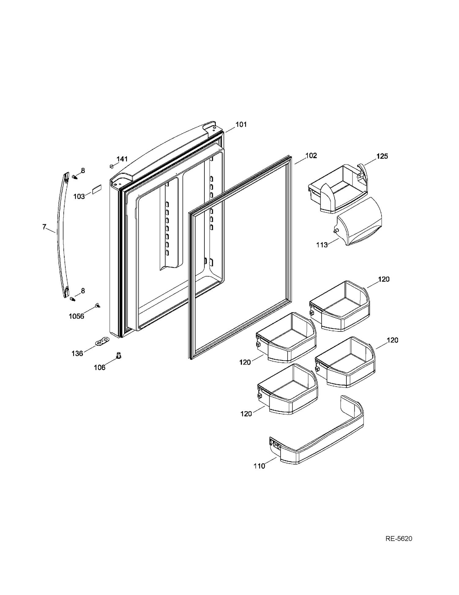 FF DOOR Diagram and Parts List for GDR20DTEARBB  General Electric Refrigerator