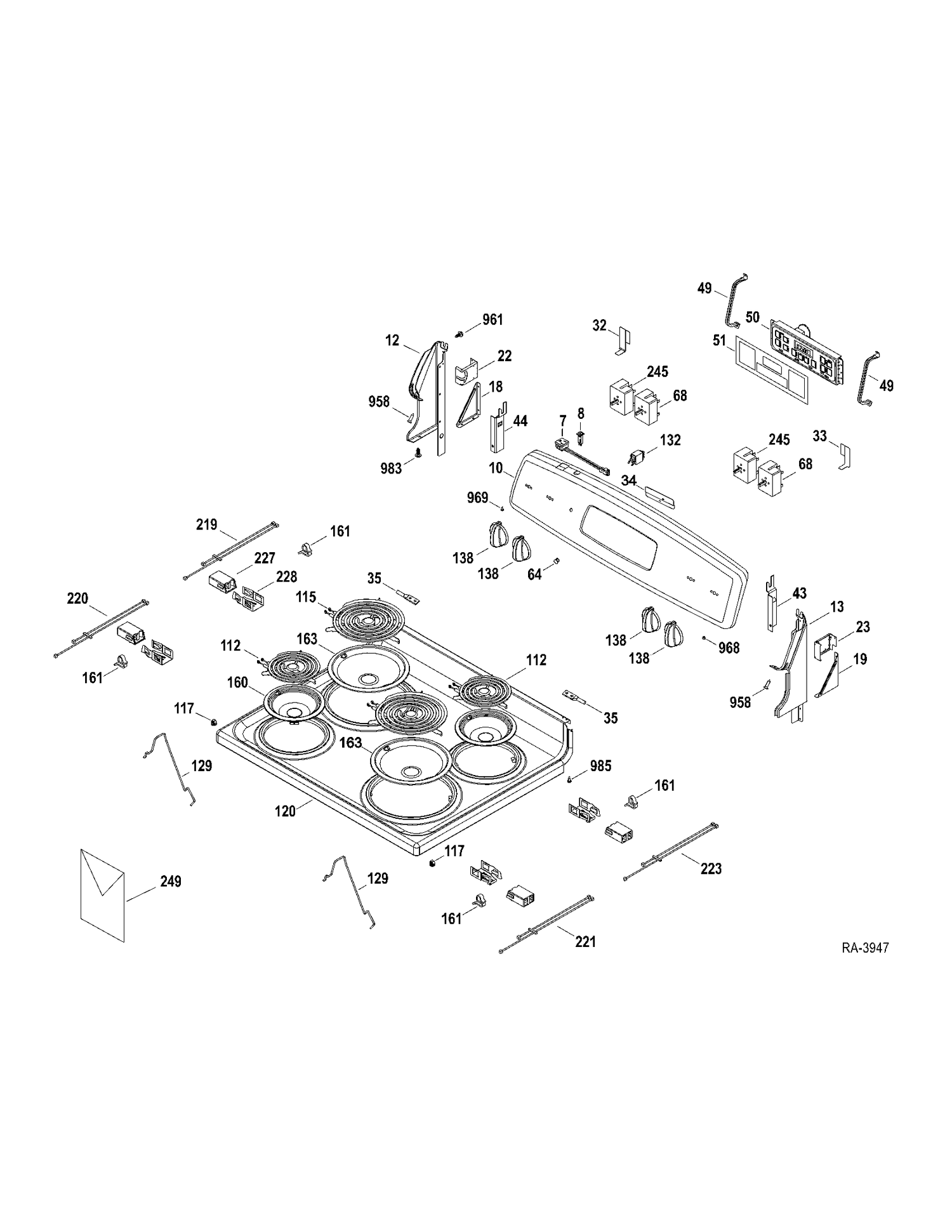 CONTROLS-COOKTOP Diagram and Parts List for JCBP27DM3BB  General Electric Range